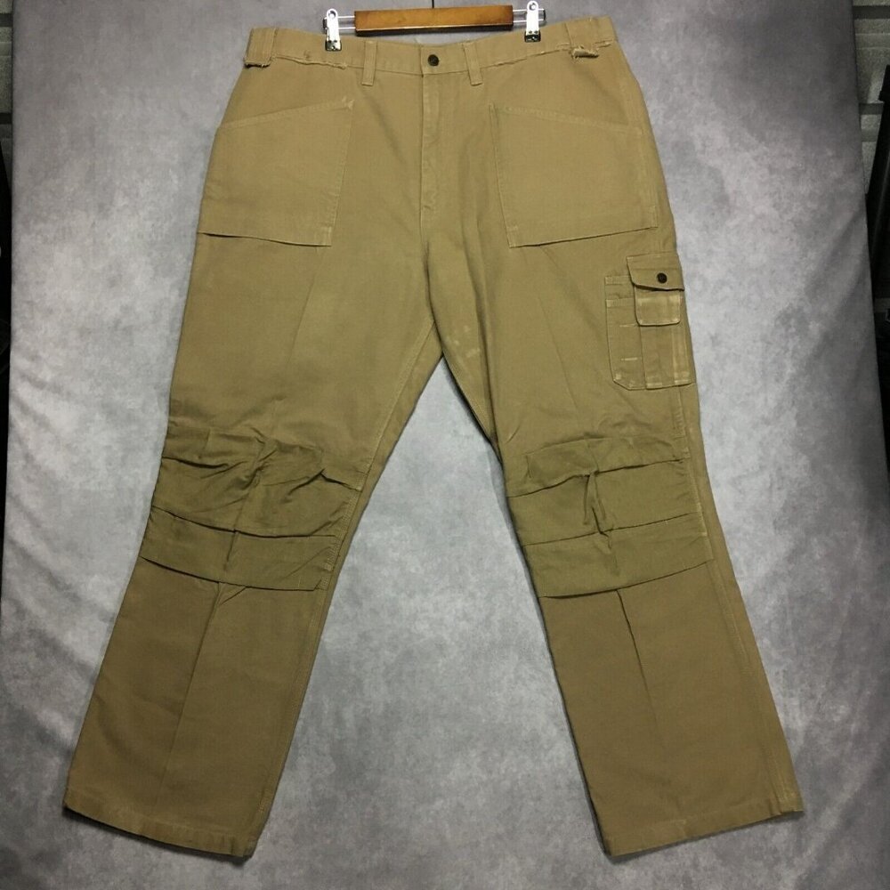 Blaklader Mens Cargo Work Pants size 42x32 Brown‎ Thick Canvas Pockets Trades